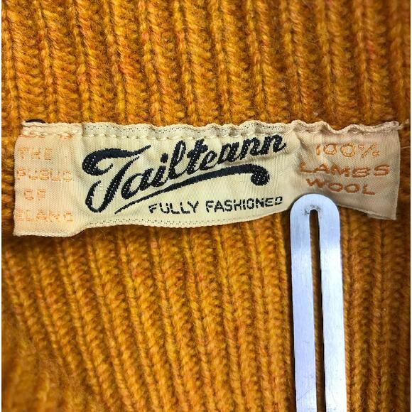 TAILTEANN Ireland Vintage Lambswool Turtleneck Sweater L Mustard Cozy 90's Retro - Picture 5 of 7